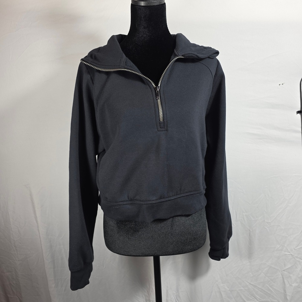 All In Motion Womens Quarter Zip Cropped Sweatshirt Charcoal Gray Small W78
